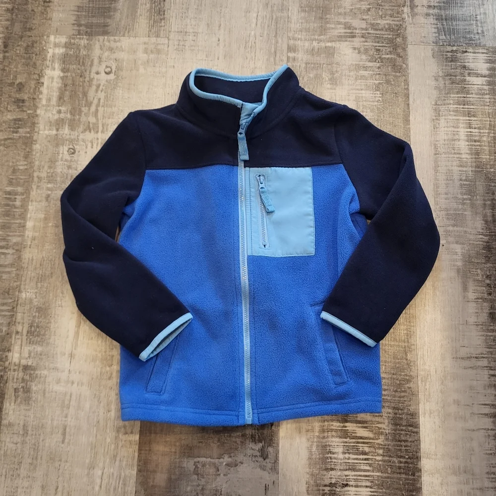 Jumping Beans Blue Fleece Jacket Boy Size 5 Zip Up Warm Lightweight Outdoor